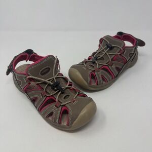 EDDIE BAUER Brown‎ Pink Mary Leather Cinch Cord Hiking Water Sandals Women's 7
